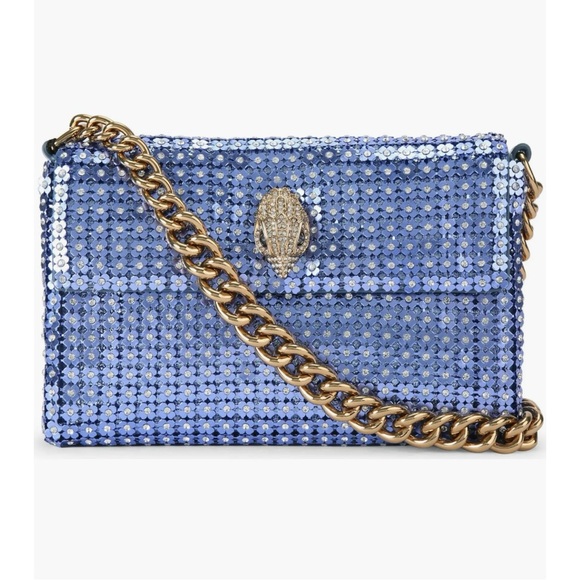 Kurt Geiger Blue Small Crystal Flower Party Shoulder Bag - Picture 1 of 4